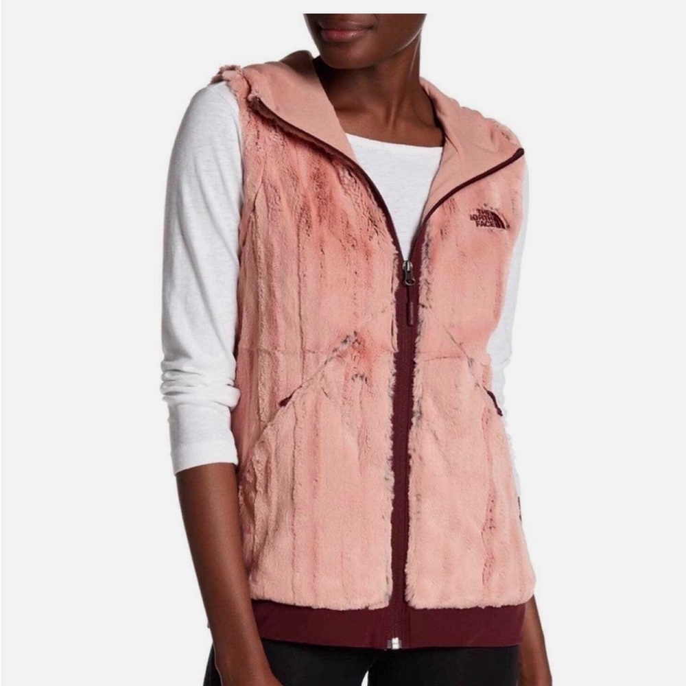 The North Face Furlander Faux Hooded Vest Sleeveless Jacket Pink Cozy size M
